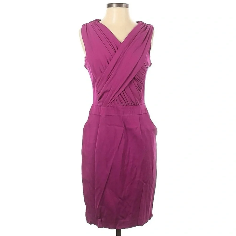 Reiss | Harmony Ruched Pocket Sleeveless Dress Pink Purple Size 4 - Picture 2 of 10